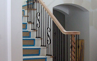 Wooden Staircase Iron Rails